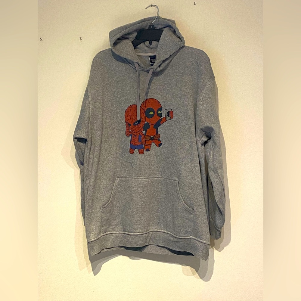 🦸‍♂️Spider-Man / Deadpool Gray Hoodie